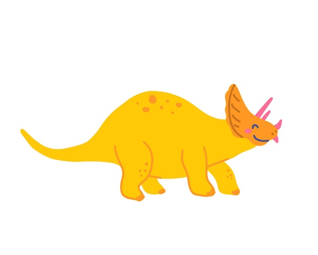 Lindo dinosaurio herbívoro triceratops vector ilustración plana en estilo dibujado a mano