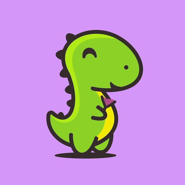 Lindo dinosaurio con mascota de personaje de dibujos animados de vino, estilo de diseño plano