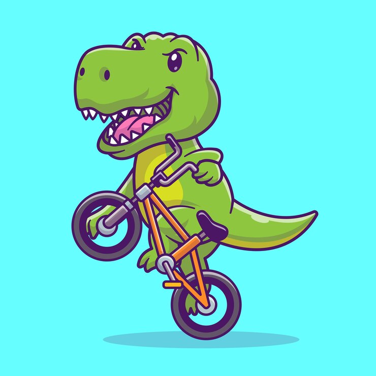 Vector lindo dinosaurio montar bicicleta dibujos animados vector icono ilustración animal deporte icono concepto aislado