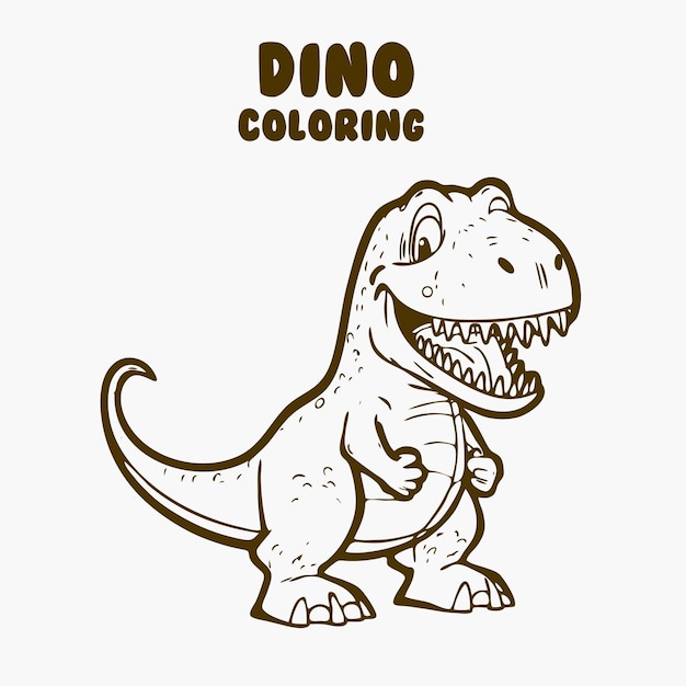 Lindo dinosaurio personajes de dibujos animados ilustración vectorial para niños colorear libro de línea de arte para colorear.