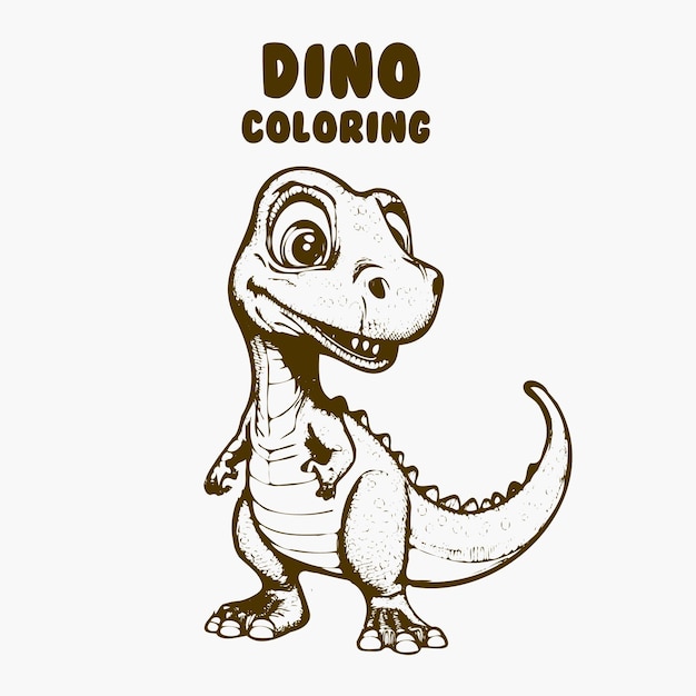 Vector lindo dinosaurio personajes de dibujos animados ilustración vectorial para niños colorear libro de línea de arte para colorear.