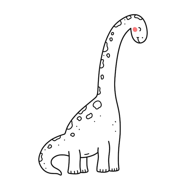 Lindo dinosaurio sonriente aislado sobre fondo blanco ilustración dibujada a mano en estilo garabato
