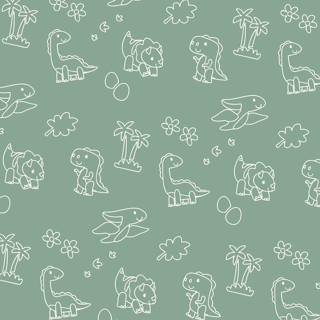 Lindo dinosaurios vector impresión niños dibujos animados bebé estegosaurio brontosaurio tiranosaurio patrón