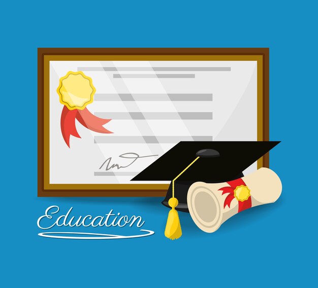 Lindo diploma de graduación al estudio de educación