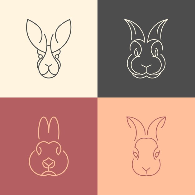 Lindo diseño de arte de línea de conejito
