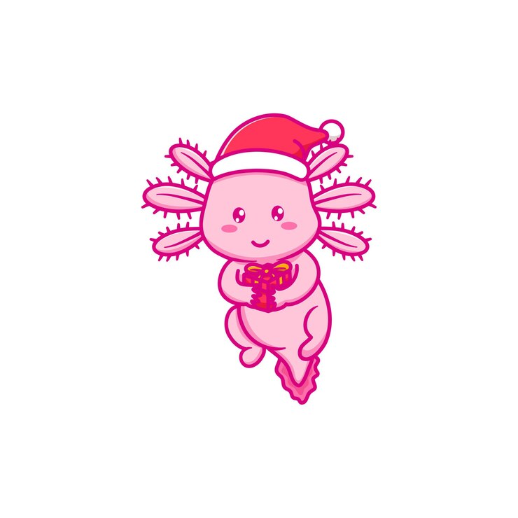 Vector lindo diseño de axolotl celebrar la navidad