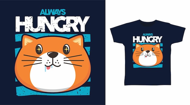 Lindo diseño de camiseta de gato gordo hambriento