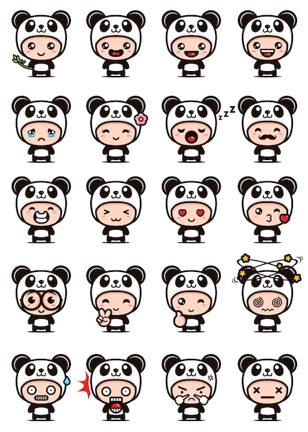 lindo diseño de conjunto de mascota panda