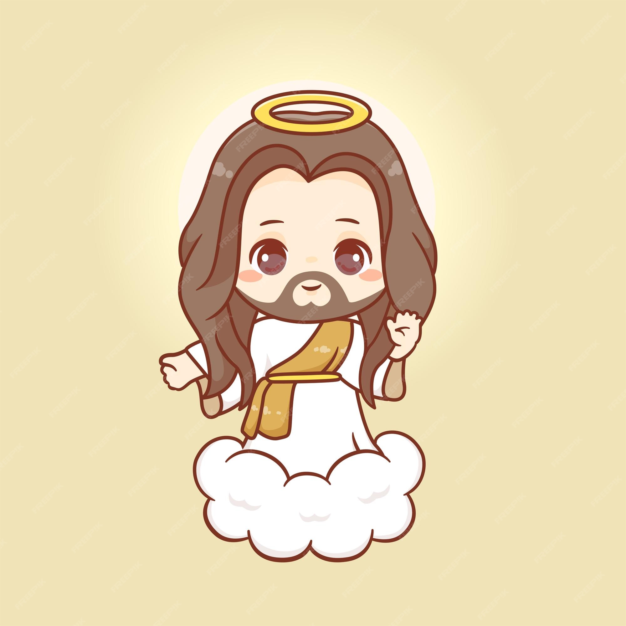 Lindo diseño de dibujos animados de dios jesucristo | Vector Premium Lindo diseño de dibujos animados de dios jesucristo | Vector Premium