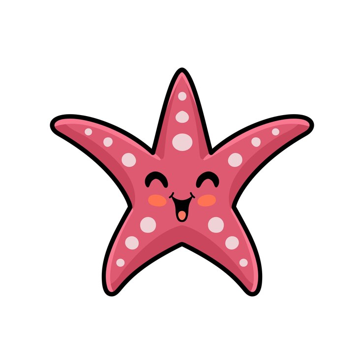 Lindo diseño de dibujos animados de estrellas de mar rosa