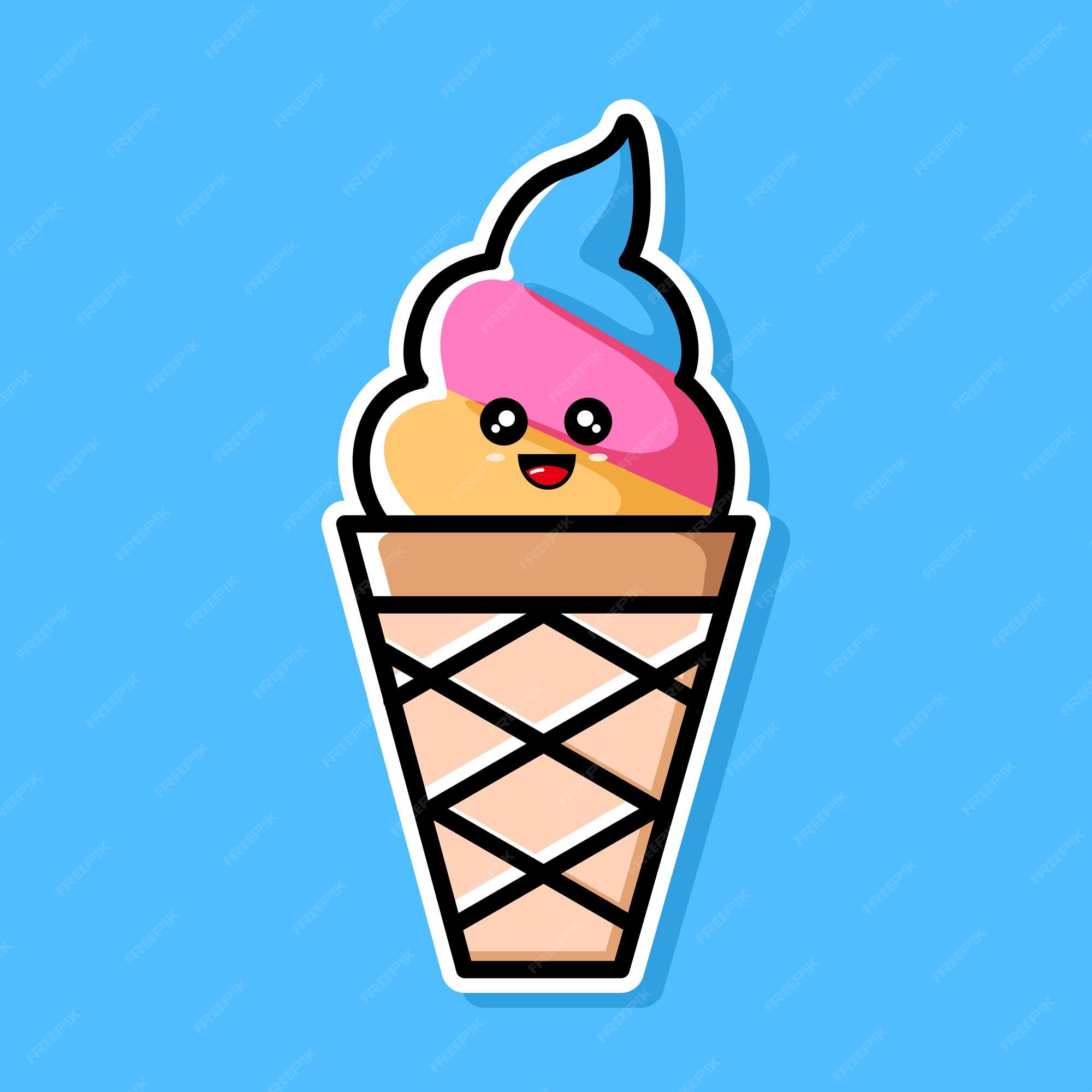 Lindo diseño de dibujos animados de helado | Vector Premium