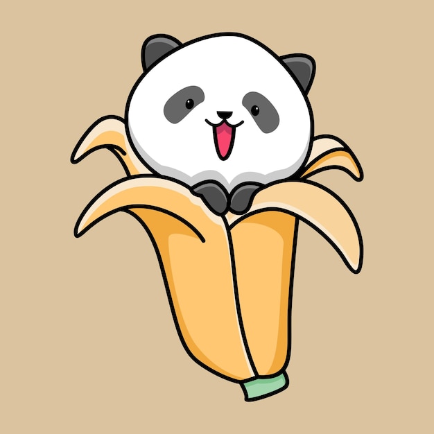 Lindo diseño de dibujos animados de plátano panda