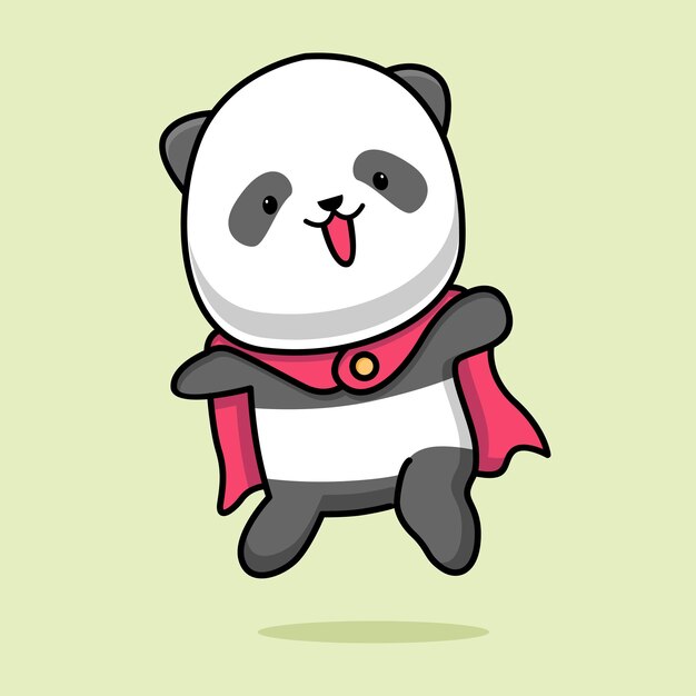 Lindo diseño de dibujos animados de superhéroe panda