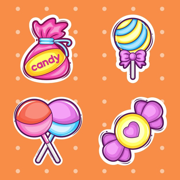 lindo diseño de dibujos animados para una variedad de dulces diferentes