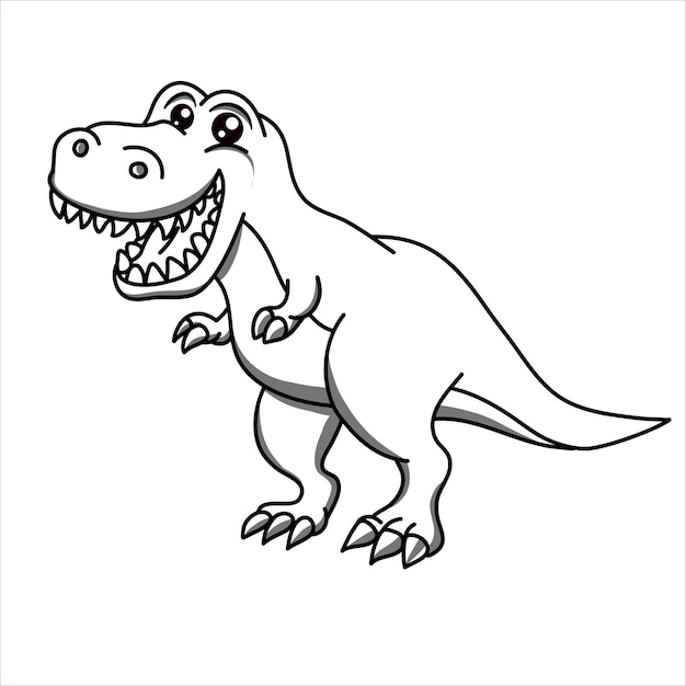 Vector un lindo diseño de ilustración de arte de tiranosaurio para niños libro para colorear