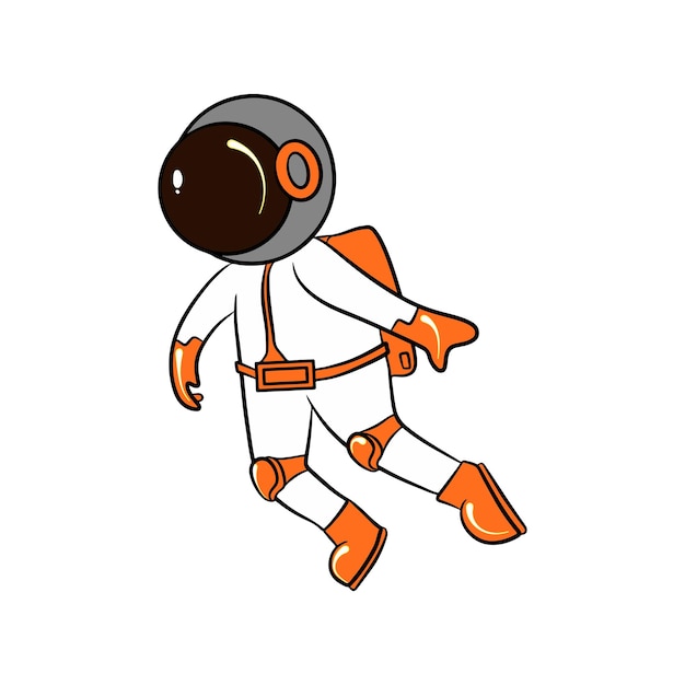 lindo diseño de ilustración de dibujos animados de astronauta flotando en el espacio