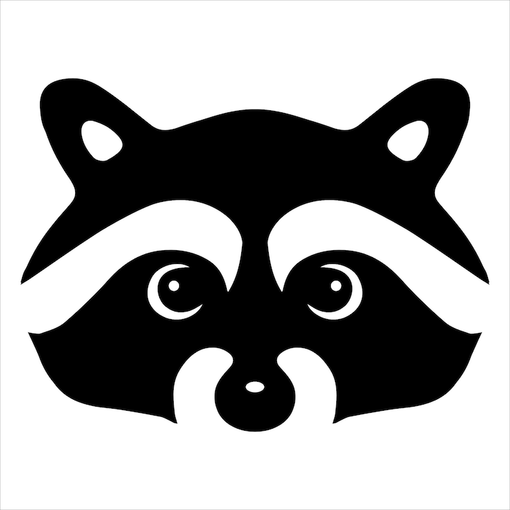Vector lindo diseño de logotipo de cabeza de mapache