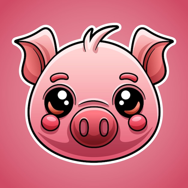 Lindo diseño de logotipo de cara de cerdo en estilo de dibujos animados animal de granja bebé