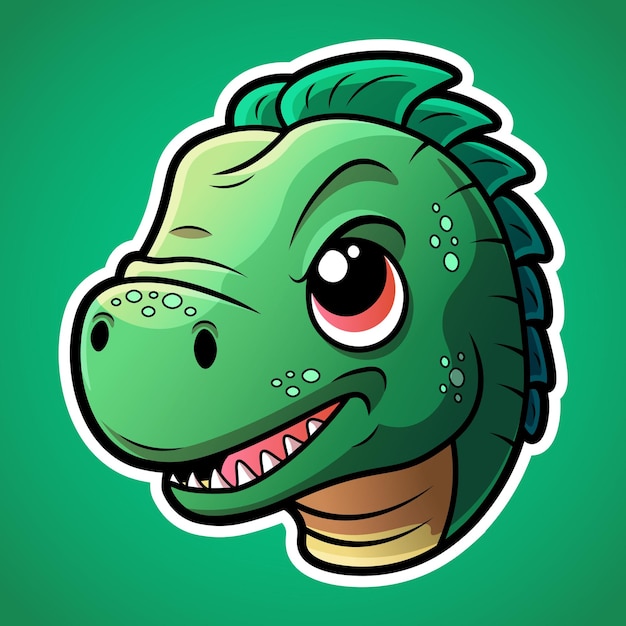 Lindo diseño de logotipo de cara de dinosaurio en estilo de dibujos animados animal salvaje