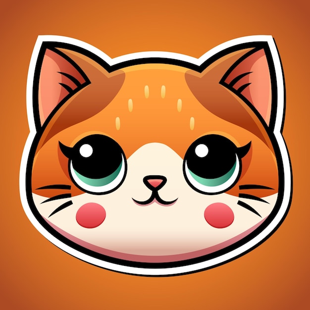 Lindo diseño de logotipo de cara de gato en estilo de dibujos animados bebé mascota animal