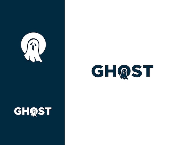 Lindo diseño de logotipo de fantasma que combina elementos de fantasma en la palabra fantasma