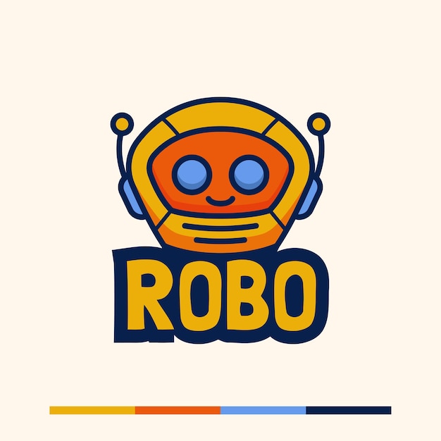 Lindo diseño de logotipo de mascota de robot minimalista