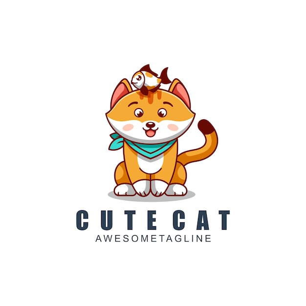 Lindo diseño de mascota de personaje de gato