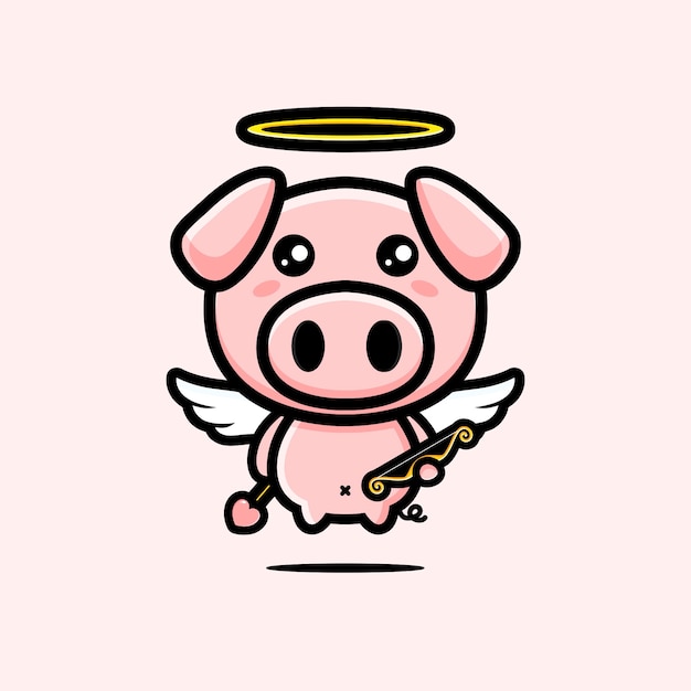 Lindo diseño de personaje de ángel de cerdo