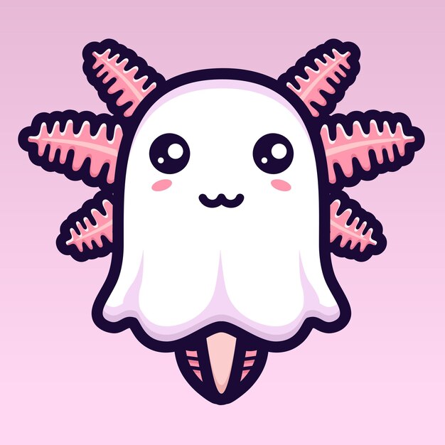 Lindo diseño de personaje fantasma axolotl