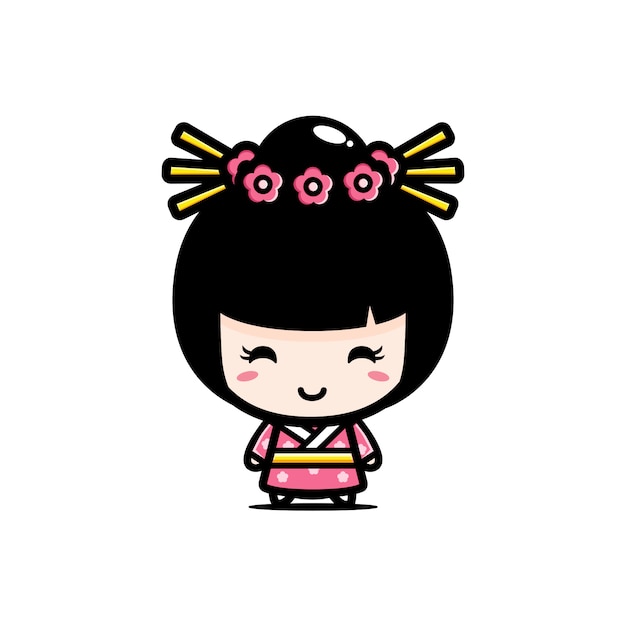 Lindo diseño de personaje de niña japonesa