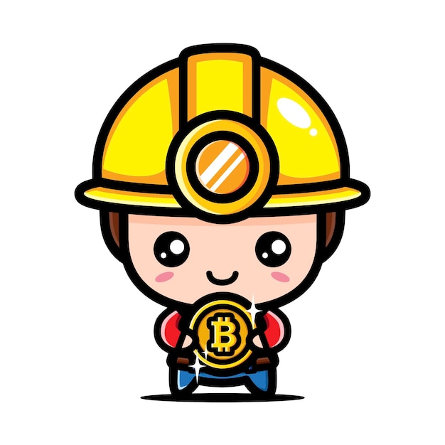 Lindo diseño de personajes de minero de bitcoin