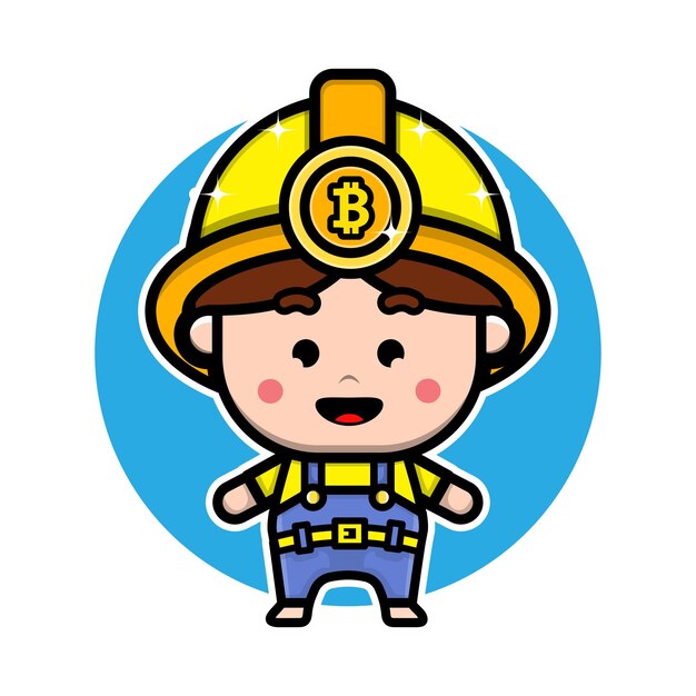 Lindo diseño de personajes de minero de bitcoin