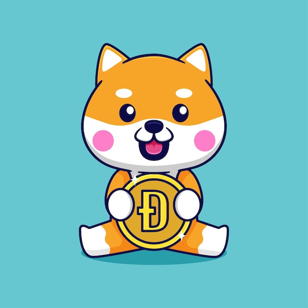 lindo diseño de shiba inu con moneda doge