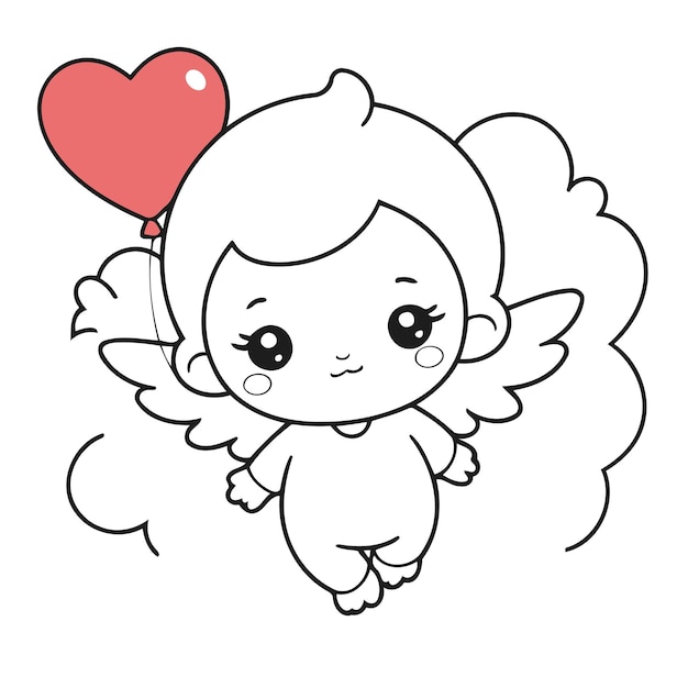 Lindo diseño de tarjeta del día de San Valentín Kawaii Lindo personaje con flor de corazón