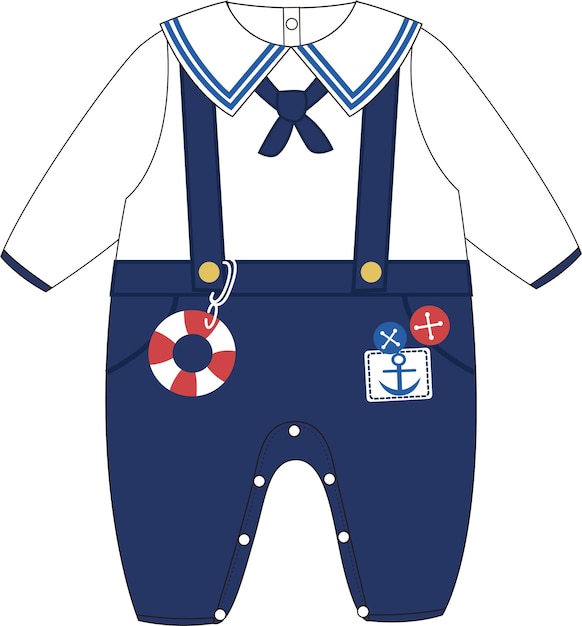 Lindo diseño de uniforme azul marino dibujado a mano para niños