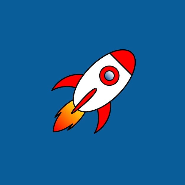 lindo diseño de vector de cohete sobre fondo azul