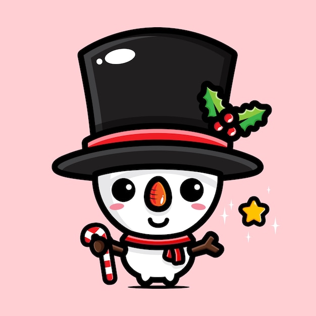 lindo diseño de vector de personaje de muñeco de nieve