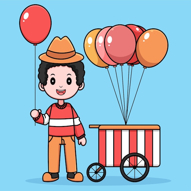 Lindo diseño de vector de vendedor de globos