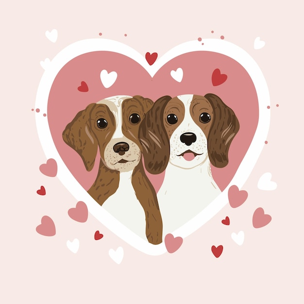 Lindo diseño vectorial de animales para el día de San Valentín