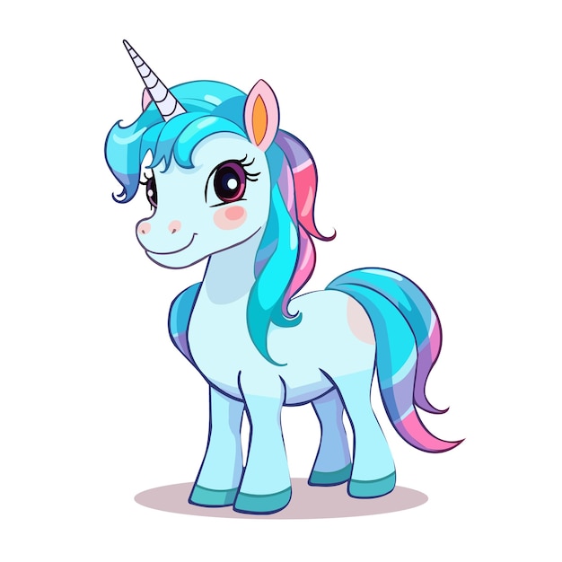 Lindo diseño vectorial mágico de unicornio aislado sobre fondo blanco