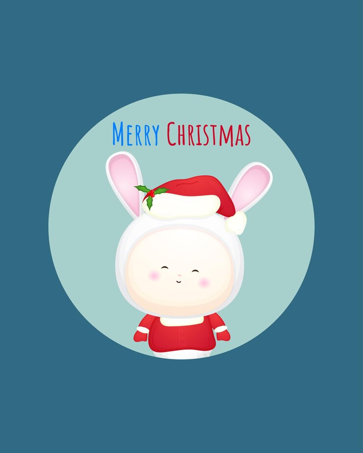 Vector lindo disfraz de santa bebé para la ilustración de la tarjeta de feliz navidad vector premium