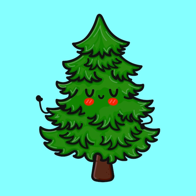 lindo, divertido, árbol de navidad, ondulación, mano