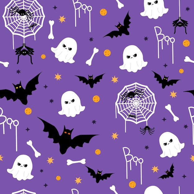 Lindo divertido concepto de Halloween de patrones sin fisuras