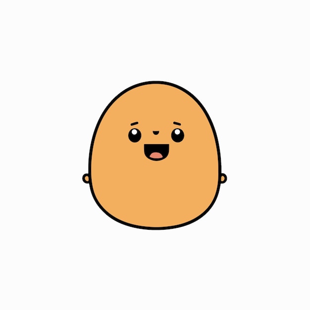 Lindo, divertido, feliz, sonriente, divertido, patata, vector, plano, caricatura, carácter, ilustración, icono, diseño