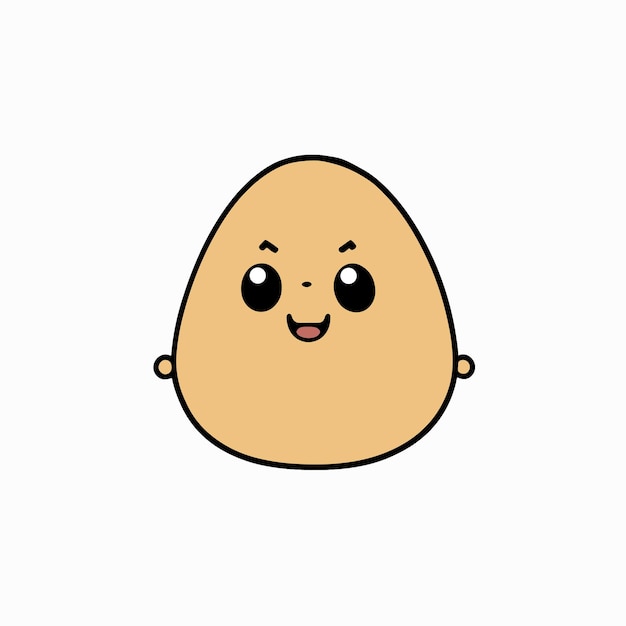Lindo, divertido, feliz, sonriente, divertido, patata, vector, plano, caricatura, carácter, ilustración, icono, diseño