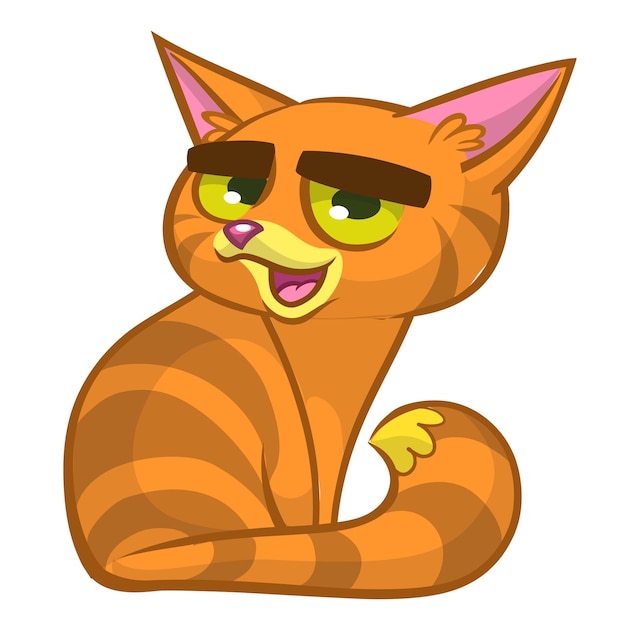 Lindo y divertido gato de dibujos animados ilustración vectorial