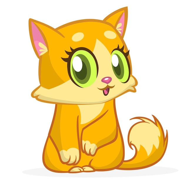 Lindo y divertido gato de dibujos animados ilustración vectorial