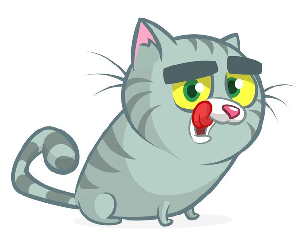 Vector lindo y divertido gato de dibujos animados ilustración vectorial