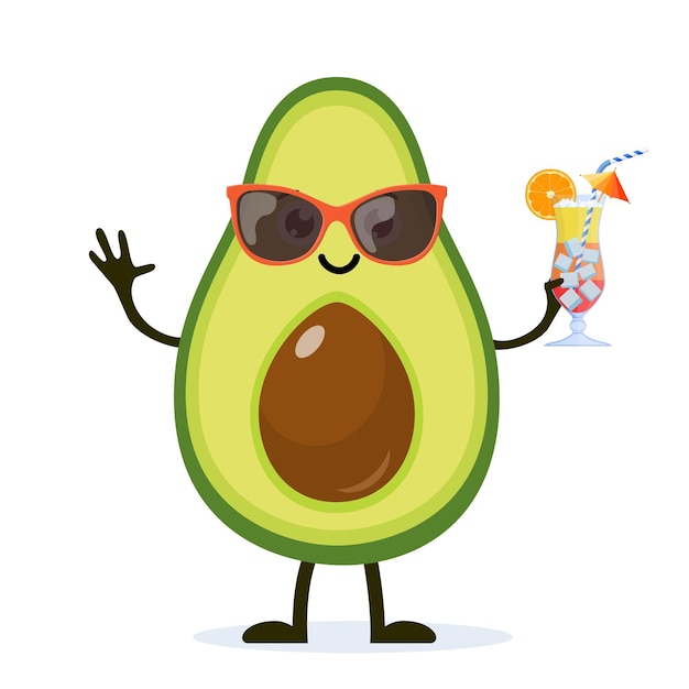 Lindo y divertido personaje de aguacate.