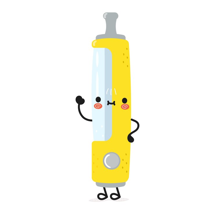 Vector lindo divertido vape agitando el personaje de la mano